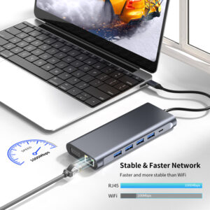 12 in 1 usb c hub gigabit ethernet 1000mbps stable faster than wifi macbook uk