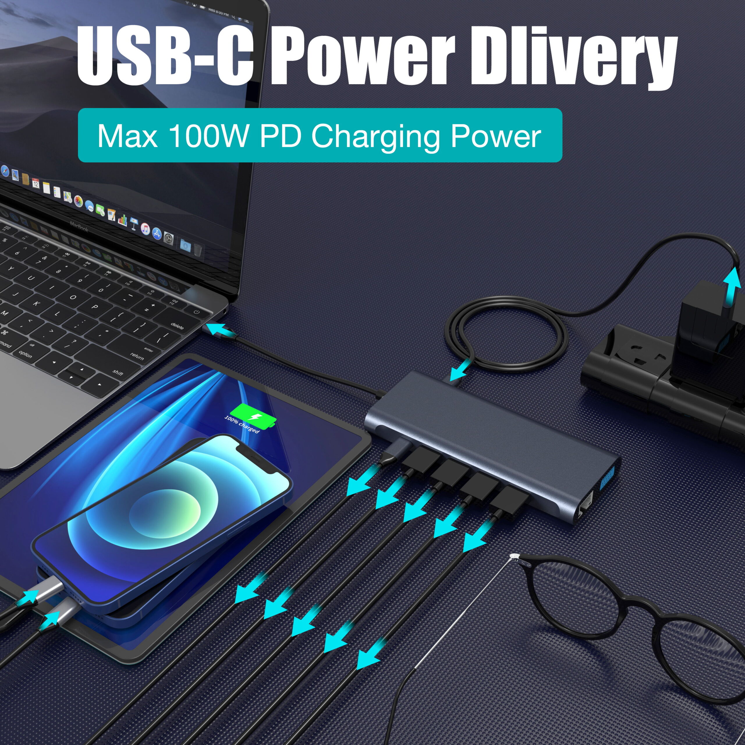 USB C Hub 100W Power Delivery Fast Charging UK — GB Limited 12 in 1 usb c docking station 100w power delivery charging macbook iphone uk